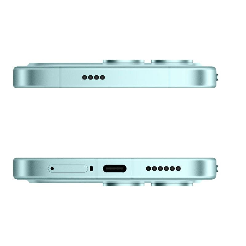 Xiaomi Poco F8 Pro 5G 12GB/512GB Azul con pantalla frontal perforada centrada, bordes planos metálicos y módulo trasero triple de gran tamaño en colores