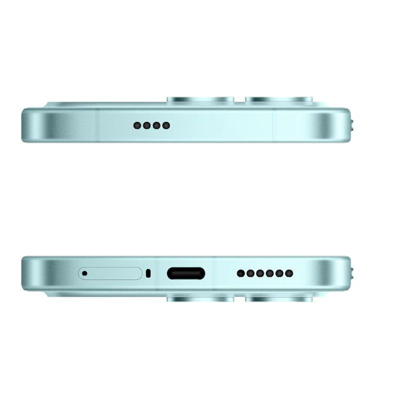 Xiaomi Poco F8 Pro 5G 12GB/512GB Azul con pantalla frontal perforada centrada, bordes planos metálicos y módulo trasero triple de gran tamaño en colores