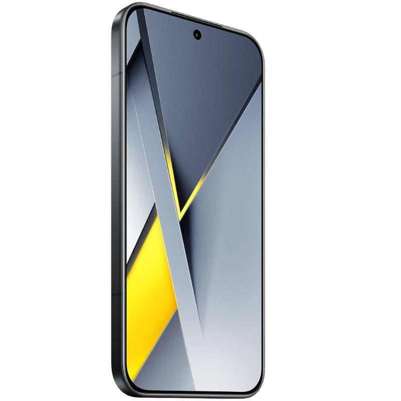 Xiaomi Poco F8 Pro 5G 12GB/512GB Negro con pantalla perforada, marcos delgados y USB-C amarillo; función de carga inversa entre dos teléfonos en roca junto