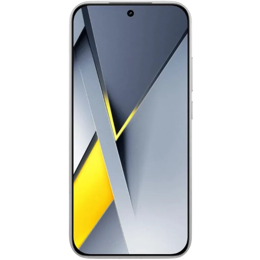 Xiaomi Poco F8 Pro 5G 12GB/256GB Plata con pantalla frontal amplia sin marcos, cámara selfie centrada en orificio y bordes metálicos plateados