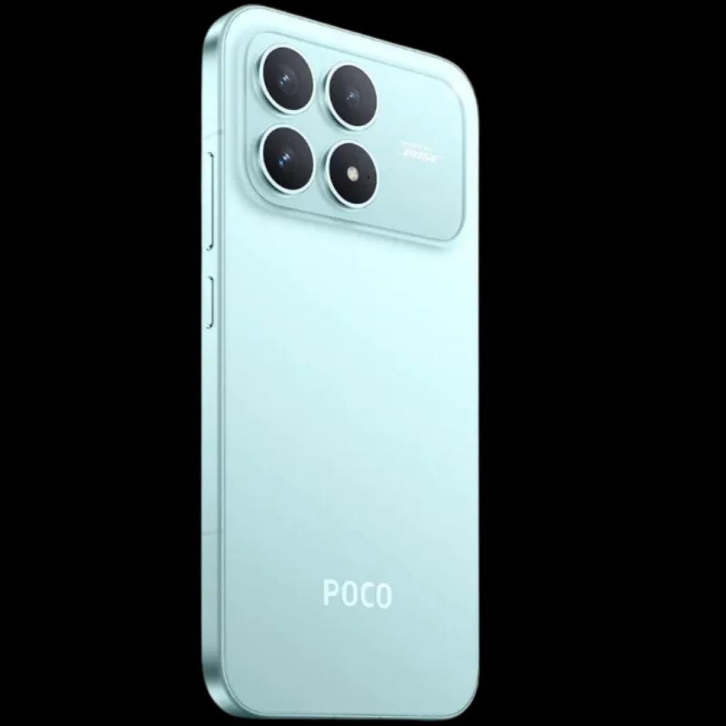 Xiaomi Poco F8 Pro 5G 12GB/256GB Azul con acabado mate, módulo de cámara trasera triple grande en esquina, bordes planos y logo POCO en la parte inferior