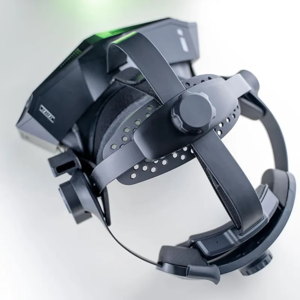 Sangle pour casque RV Pimax Crystal avec arceau réglable, molette arrière, coussinet perforé et fixations robustes pour un maintien stable et confortable