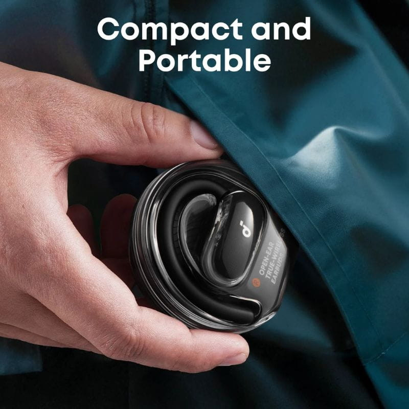 Soundcore V40i Preto com estojo compacto; fones intra-auriculares com gancho de orelha, design ergonômico, portáteis e fáceis de guardar no bolso