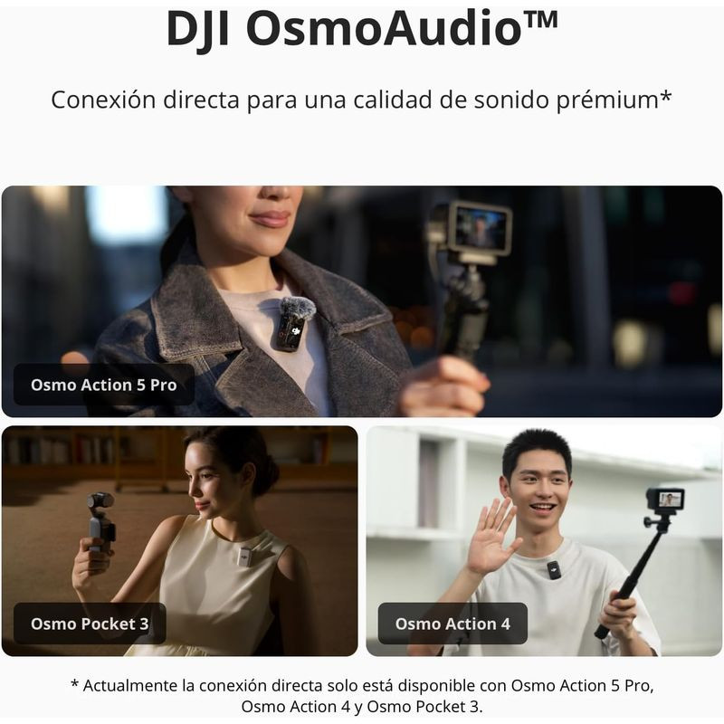 DJI Mic 2 1 TX + 1 RX microfone sem fios com transmissor preso à roupa e receptor na câmera, ideal para vlogs e ação com Osmo Action e Pocket