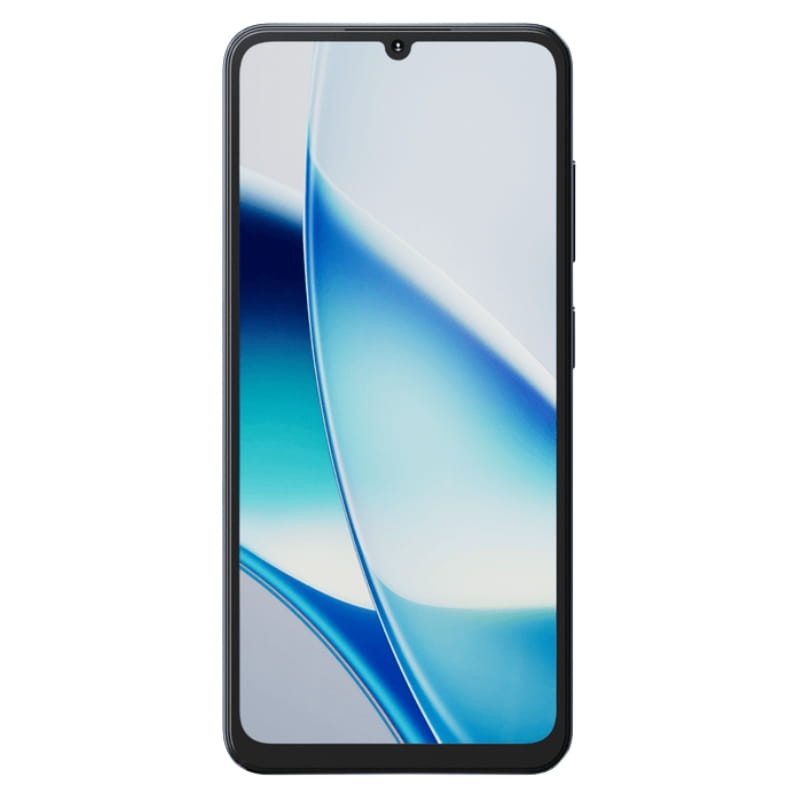 Hotwav A17 Pro Max negro con pantalla HD+ casi sin bordes, notch en gota al centro y botones laterales visibles; diseño frontal minimalista y moderno