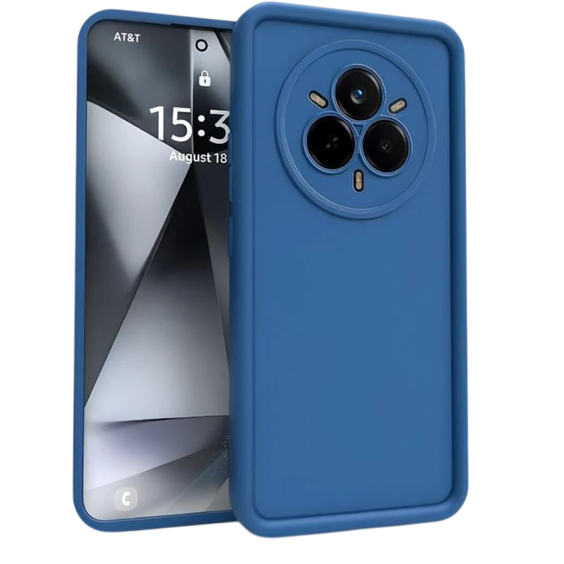 Funda Realme 14 Pro+ Square Liquid Premium Azul con borde elevado, acabado mate suave, protección de cámara circular triple y ajuste preciso anti golpes