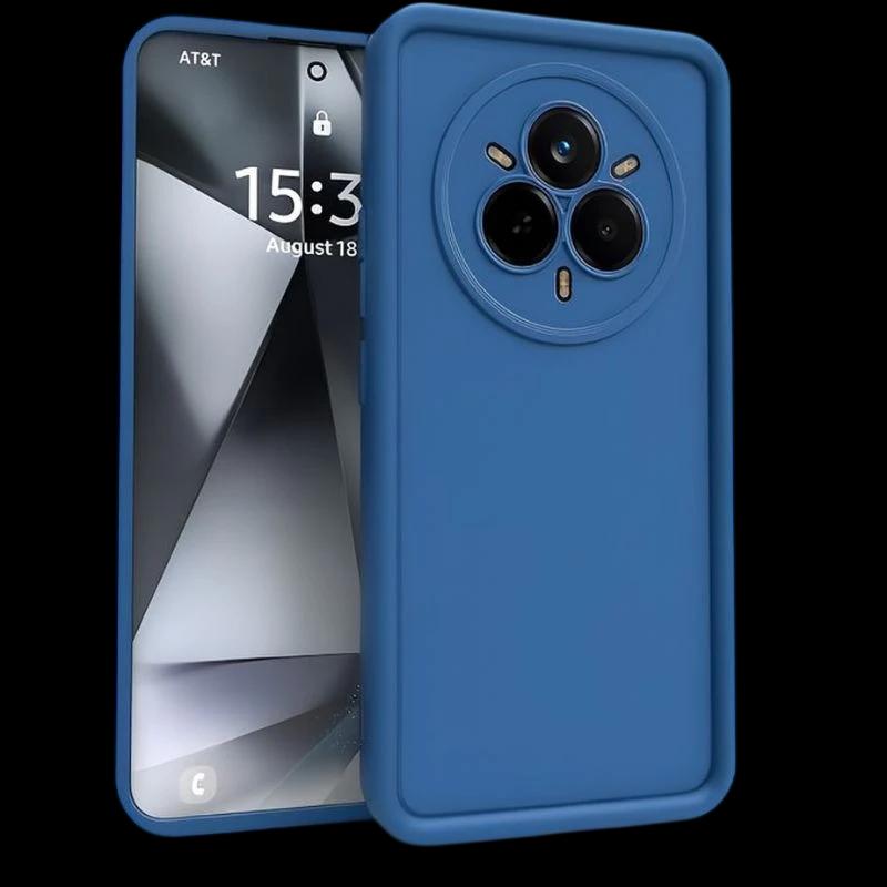 Funda Realme 14 Pro+ Square Liquid Premium Azul con borde elevado, acabado mate suave, protección de cámara circular triple y ajuste preciso anti golpes