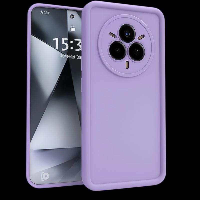 Funda Realme 14 Pro+ Square Liquid Premium Lavanda con borde elevado, acabado mate suave, protección de cámara circular triple y ajuste preciso anti golpes