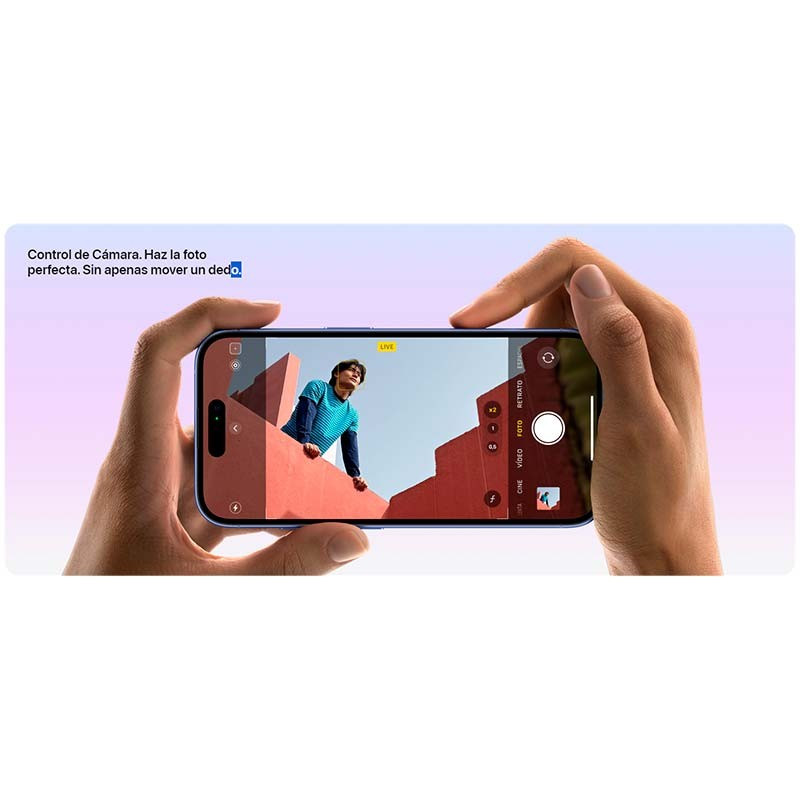 iPhone 16 Plus 5G 256 GB negro reacondicionado Premium con gran pantalla, cámara en modo foto visible y control de cámara para capturas precisas
