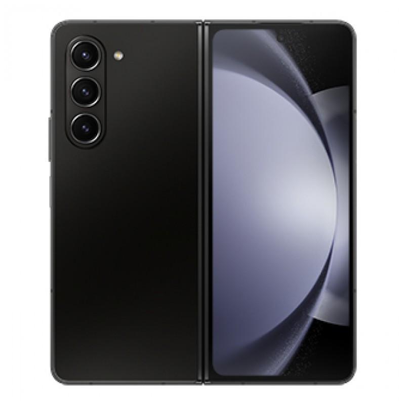 Samsung Galaxy Z Fold5 5G negro renovado en excelente estado, diseño plegable, gran pantalla interna, triple cámara trasera alineada y bisagra central