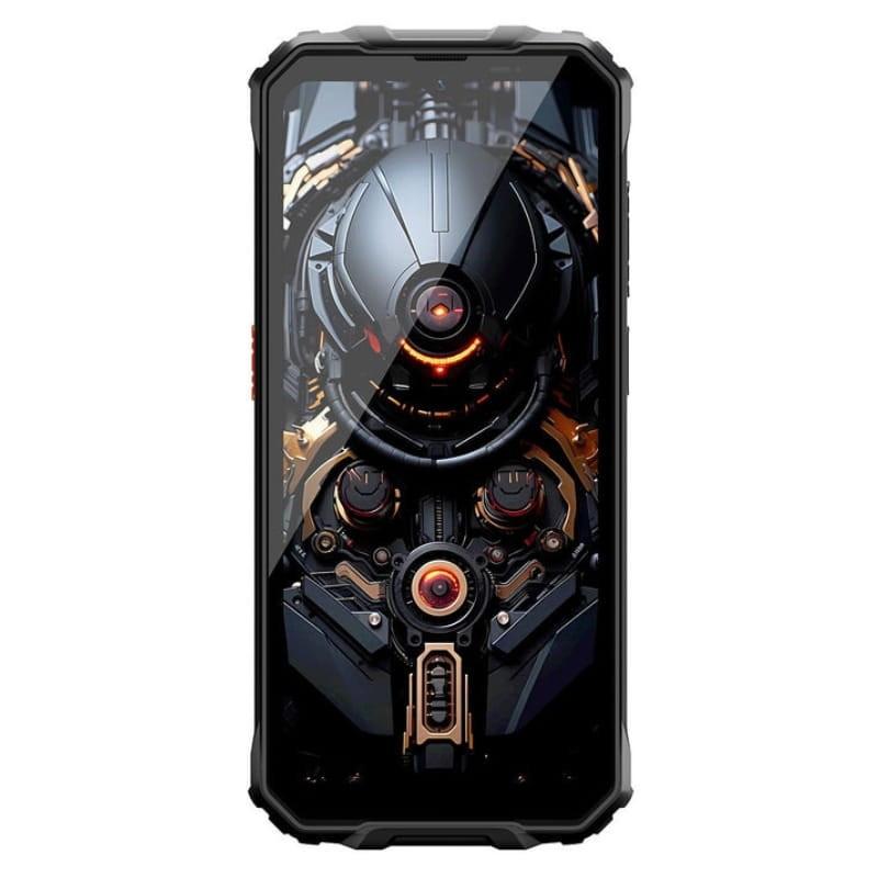 Oscal Marine 2 8GB/128GB preto rugged com tela grande, bordas reforçadas e design robusto; display com arte futurista e estrutura resistente a impactos
