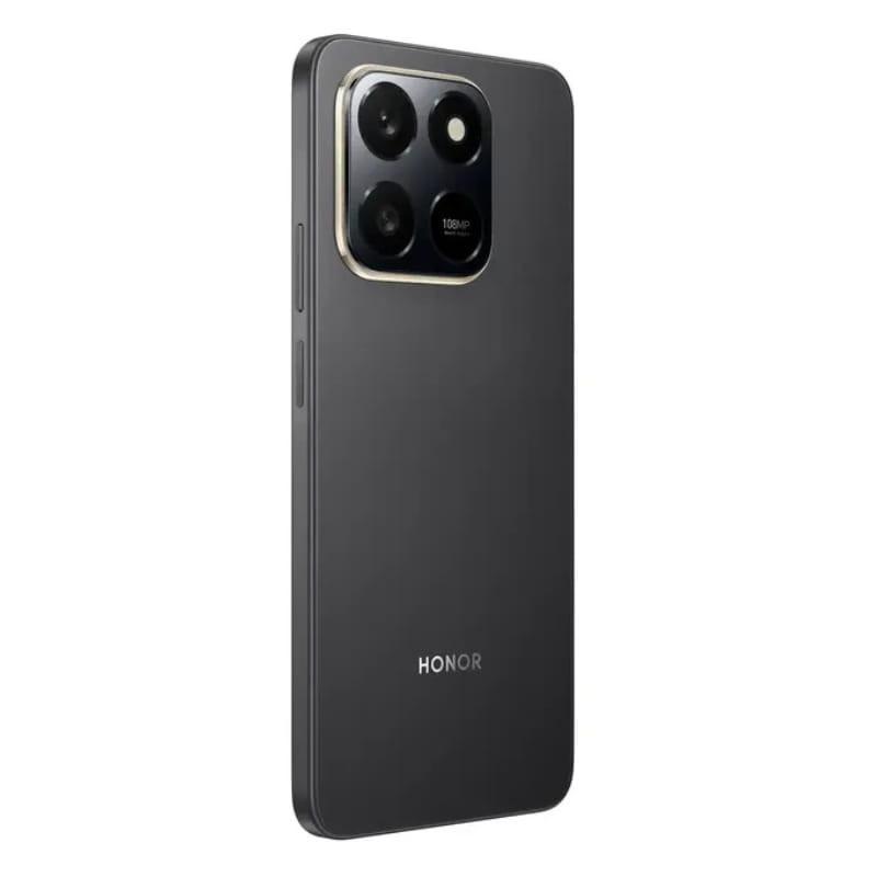 Honor X7D 8GB/256GB Negro con trasera mate, módulo de triple cámara en marco dorado y lente 50 MP, bordes rectos y botones laterales discretos