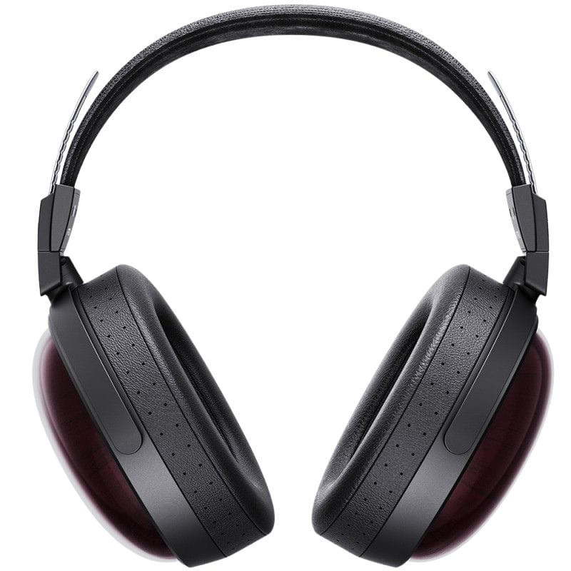 FiiO FT13 Noir - Casque supra-auriculaire avec arceaux rembourrés, coussinets perforés noirs et coques bordeaux brillantes au design élégant