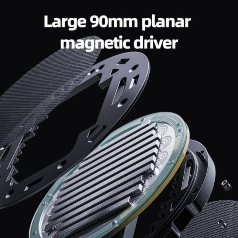 FiiO FT5 Auriculares Hi‑Fi Planar Magnéticos con cable, driver planar magnético de 90 mm visible en despiece, rejillas y placas metálicas de alta
