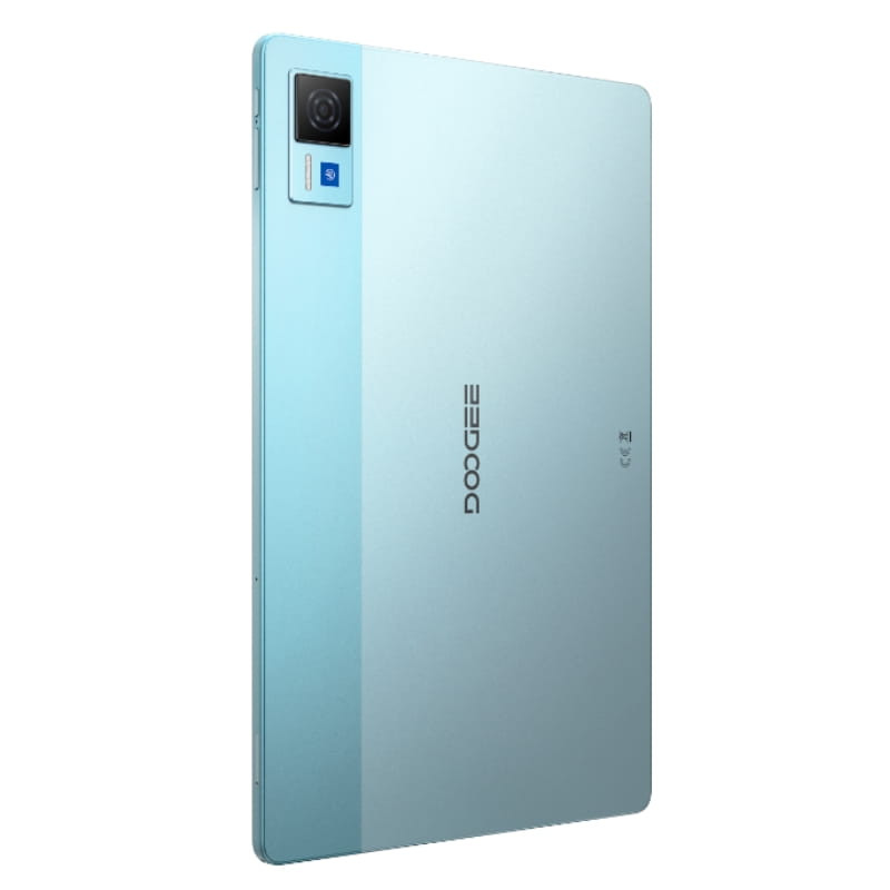 Tablet Doogee U13 Vip Edition 13 azul com traseira metálica bicolor, módulo de câmera retangular saliente e logo central; design fino e elegante