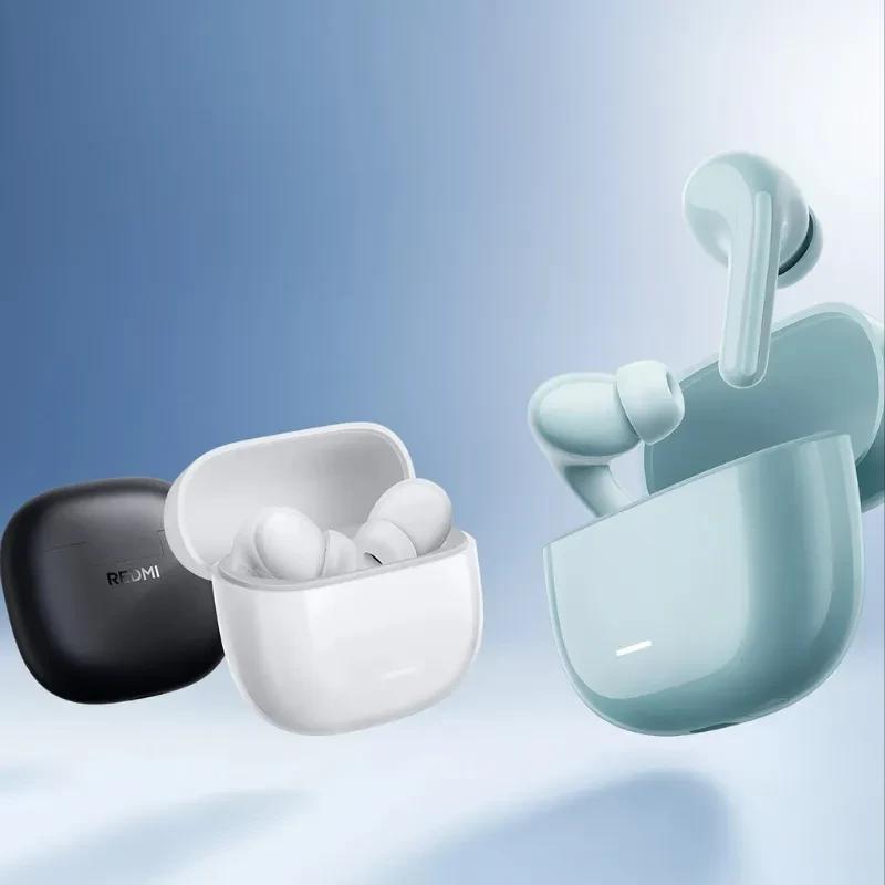 Xiaomi Redmi Buds 8 Lite Negro con estuche compacto mate; diseño in-ear minimalista. Se muestran también variantes en blanco y verde con sus estuches.