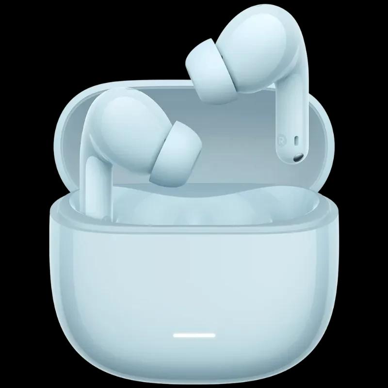 Xiaomi Redmi Buds 8 Lite Bleu, écouteurs true wireless bleus avec tiges brillantes et embouts silicone, étui compact assorti à LED frontale