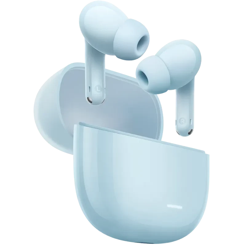 Xiaomi Redmi Buds 8 Lite Bleu, écouteurs true wireless bleu pastel avec embouts silicone et boîtier arrondi assorti, design compact et épuré