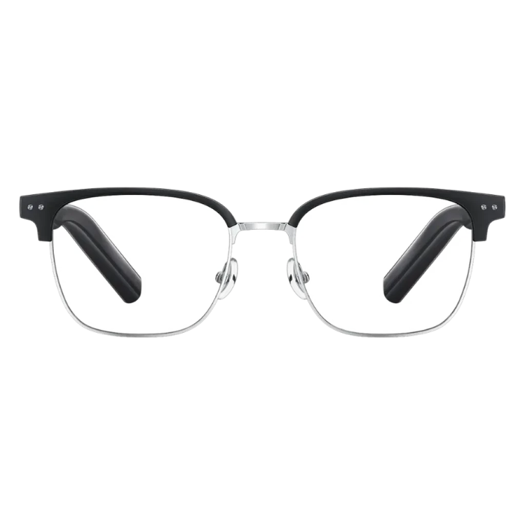 Mijia Smart Audio Glasses Browline con montura browline negro y metal plateado, patillas gruesas con audio integrado, diseño ligero, autonomía 13 h, IP54
