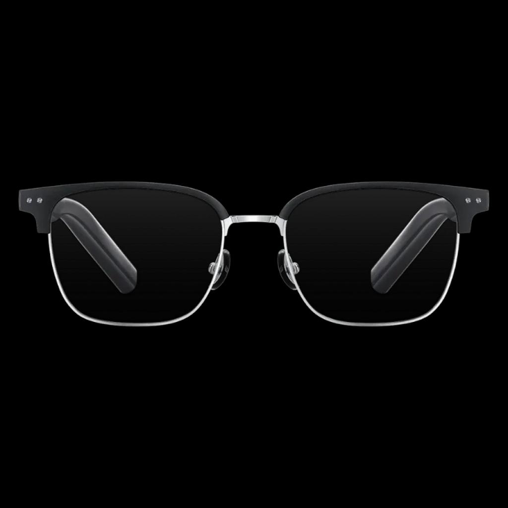 Mijia Smart Audio Glasses Browline con montura browline negro y metal plateado, patillas gruesas con audio integrado, diseño ligero, autonomía 13 h, IP54