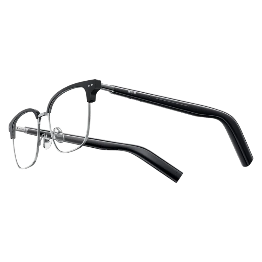Mijia Smart Audio Glasses Browline con montura browline negra, lentes transparentes y varillas delgadas en negro, diseño ligero, autonomía hasta 13 h, IP54