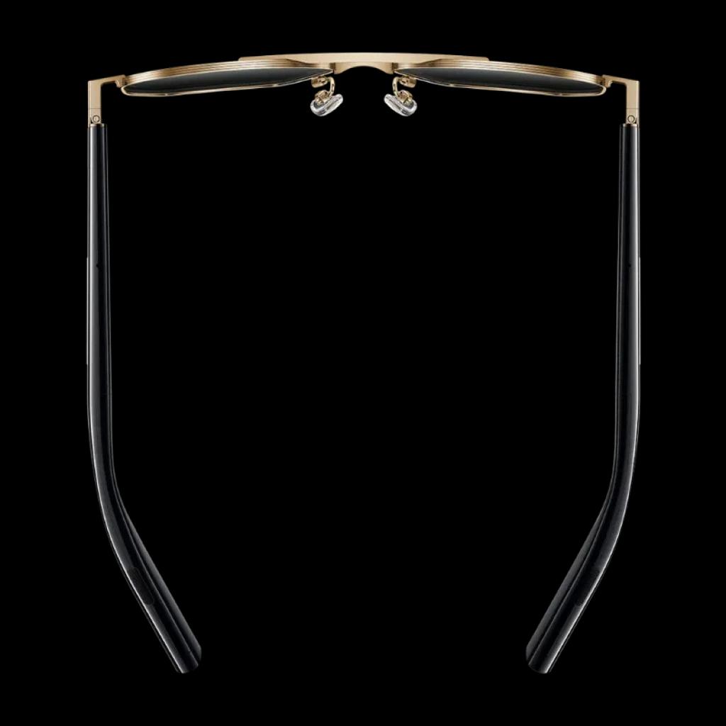 Varilla de gafas Mijia Smart Audio Glasses Piloto en negro brillante, diseño delgado con bisagra metálica y logo mijia discreto, estilo open ear Bluetooth