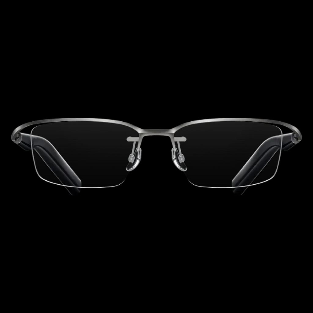 Gafas Mijia Smart Audio Glasses Titanio con montura sin marco, patillas negras, lentes transparentes con filtro de luz azul y 4 micrófonos integrados