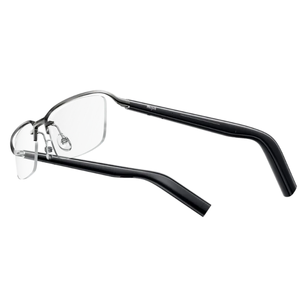 Gafas inteligentes Mijia Smart Audio Glasses Titanio con montura metálica ligera, varillas negras, lentes rectangulares con filtro de luz azul y 4 micrófonos