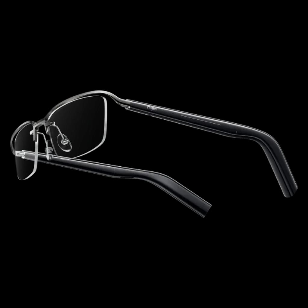 Gafas inteligentes Mijia Smart Audio Glasses Titanio con montura metálica ligera, varillas negras, lentes rectangulares con filtro de luz azul y 4 micrófonos