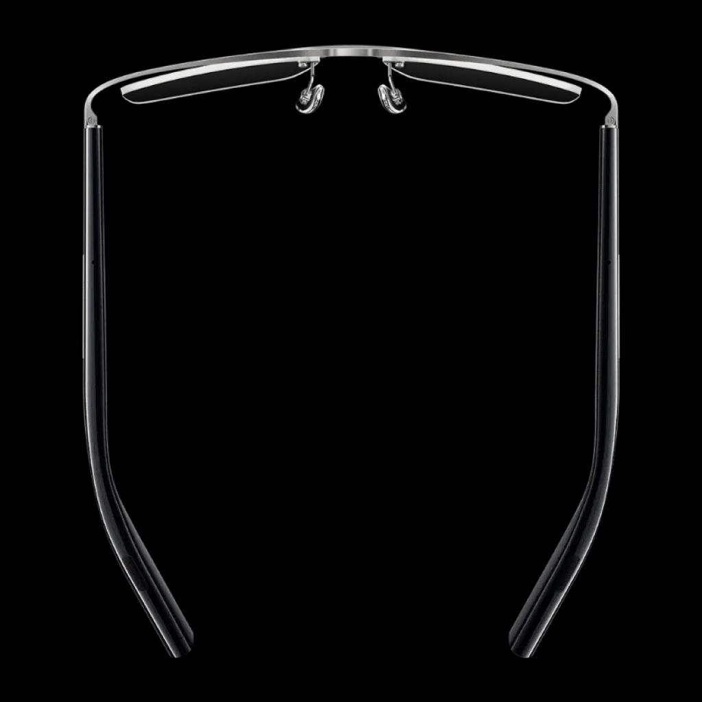 Patilla de gafas Mijia Smart Audio Glasses Titanio en color negro, diseño delgado y ligero, bisagra metálica y acabado brillante con detalle de marca