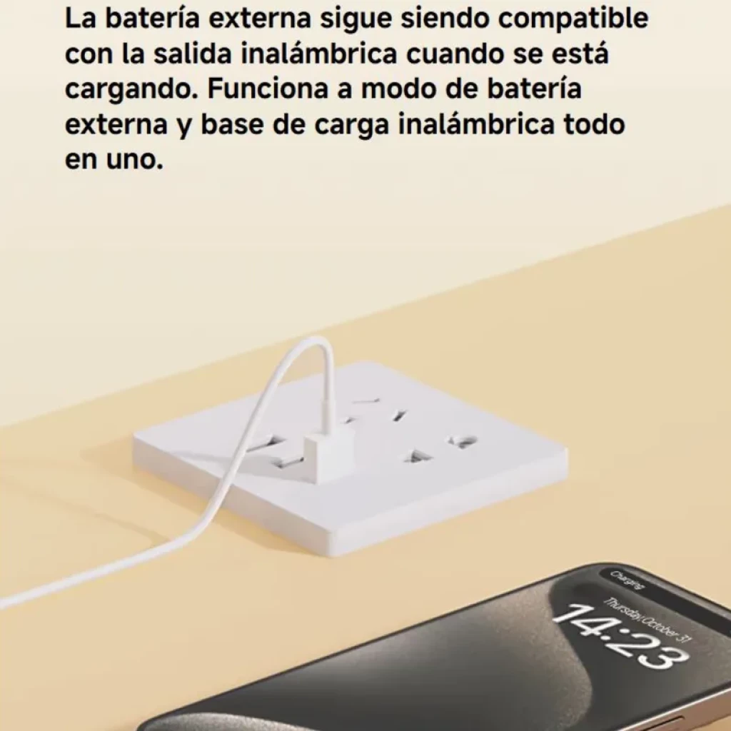 Xiaomi UltraThin Magnetic Power Bank 5000 15W Plata 5000 mAh, diseño ultradelgado en plata, carga inalámbrica 15W y uso como base mientras se carga