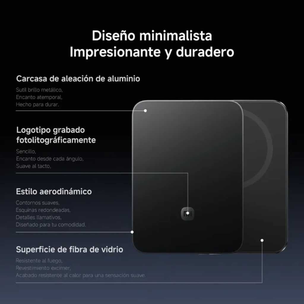 Power bank magnético ultradelgado negro 5000 mAh, 15W. Cuerpo de aleación de aluminio, fibra de vidrio, contornos suaves y logotipo grabado