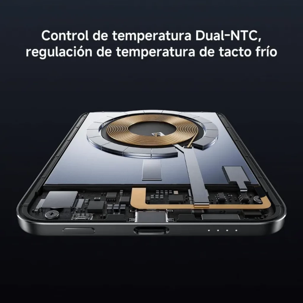 Xiaomi UltraThin Magnetic Power Bank 5000 15W Negro 5000 mAh con bobina magnética visible, diseño ultradelgado, puerto USB‑C y control térmico Dual‑NTC