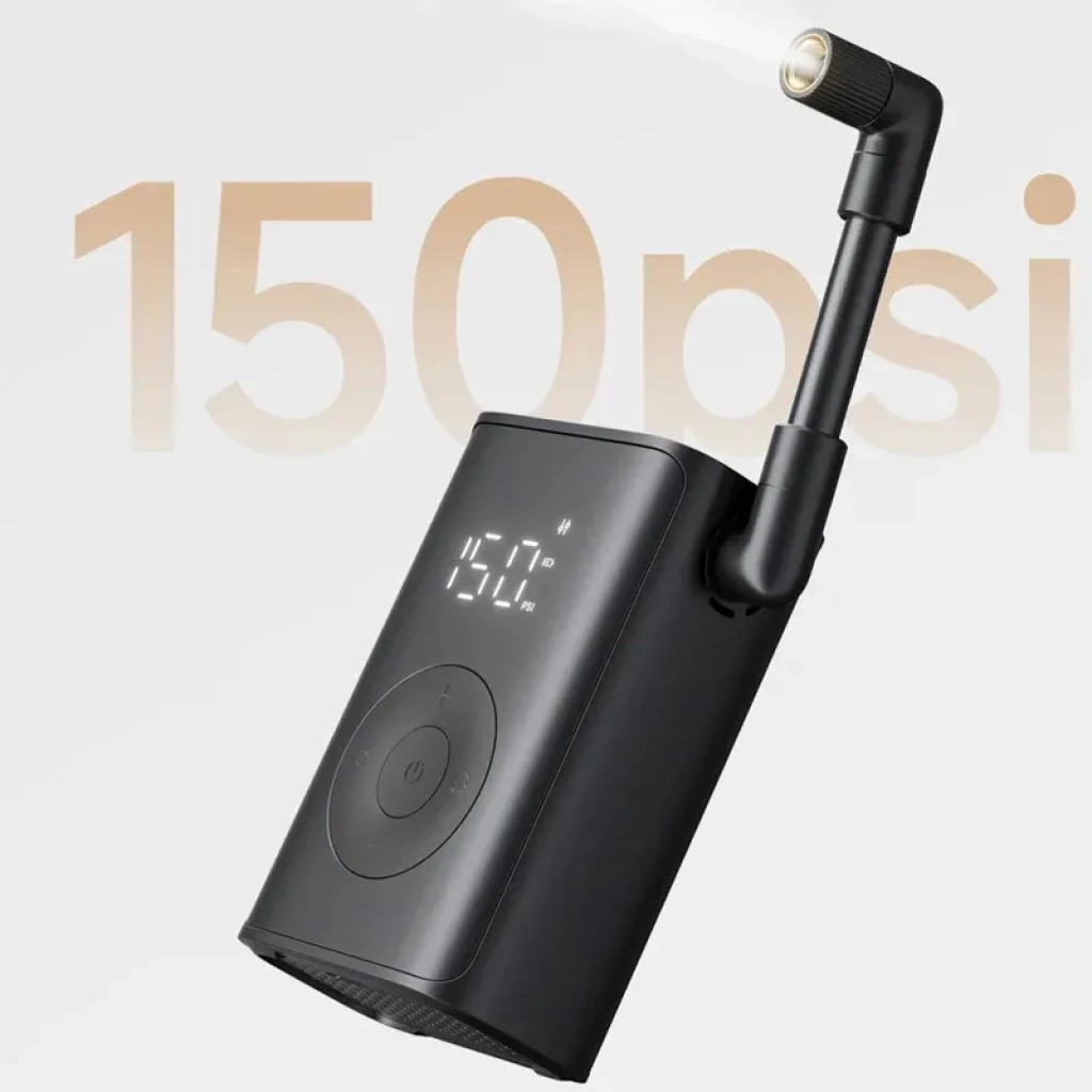 Compresor portátil Mijia con pantalla LED, manguera plegable y boquilla metálica; inflado hasta 150 psi