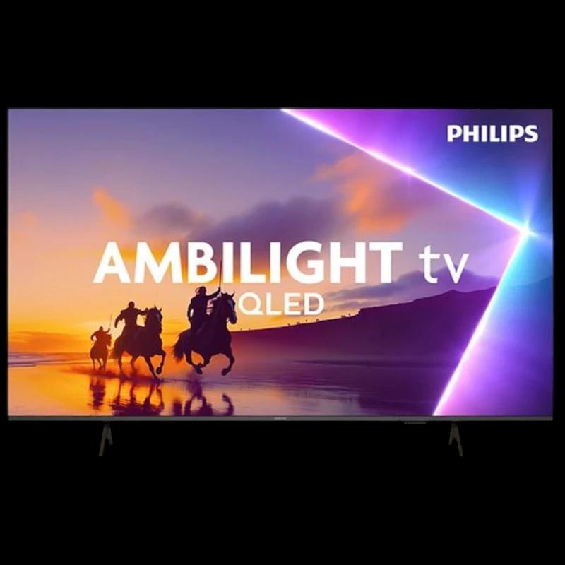 Philips 43PUS8450/12 TV 43 pouces QLED 4K avec Ambilight, bords fins, pieds discrets, écran lumineux aux couleurs vives et contraste élevé