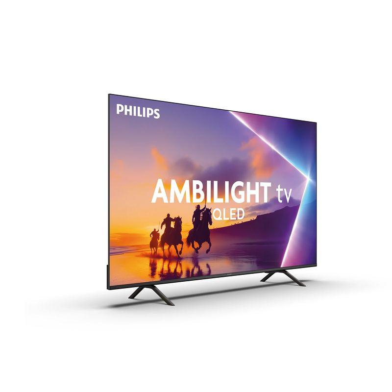 Philips 43PUS8450/12 TV 43 pouces 4K Ultra HD QLED avec Ambilight, cadre fin, pieds métalliques élégants, écran lumineux aux couleurs vives et contrastes