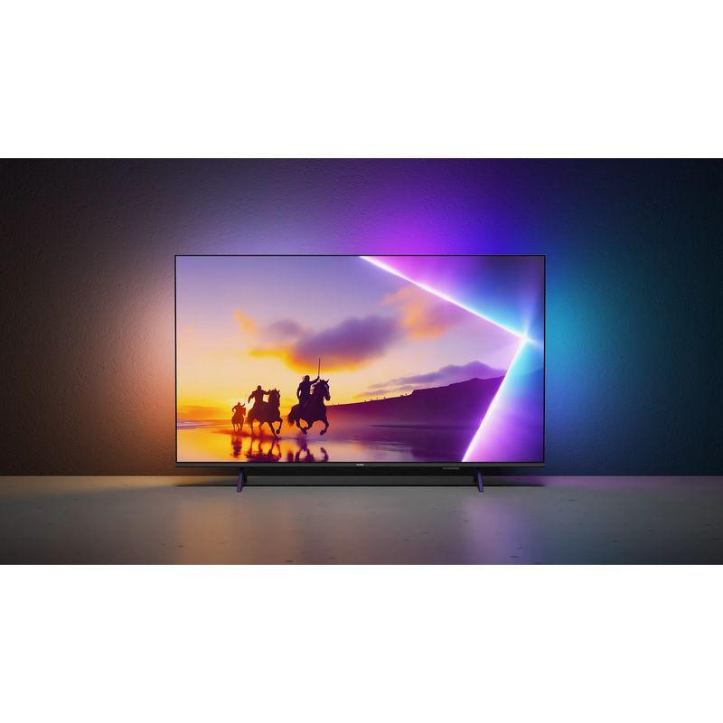 Philips 43PUS8450/12 43 pouces QLED 4K UHD avec Ambilight multicolore, écran fin bord à bord, couleurs vives et contraste élevé, design élégant sur pieds
