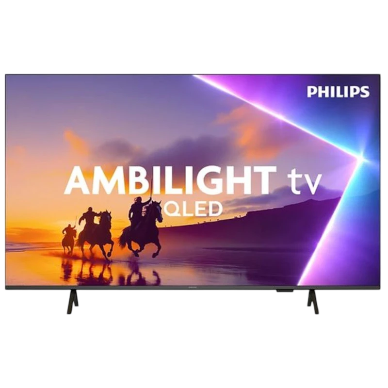 Philips 55PUS8450/12 55 pulgadas QLED 4K con Ambilight; marco delgado negro, peana doble, pantalla sin bordes con colores vivos y alto contraste