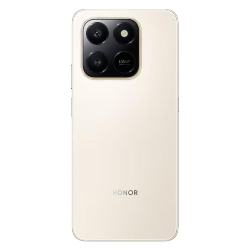 Honor X7D 8GB/256GB Oro con acabado dorado perlado y módulo de cámara trasera cuadrado con triple lente y flash, lente principal 108 MP