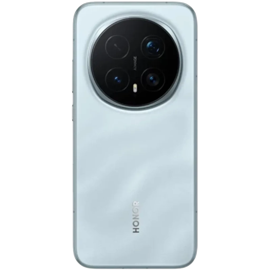 Honor Magic 8 Pro 5G 12GB/512GB Azul con tapa trasera azul hielo y gran módulo circular negro de triple cámara con flash, logo Honor vertical abajo