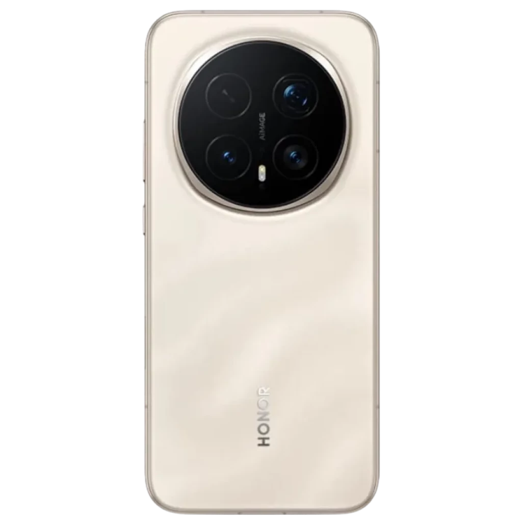 Honor Magic 8 Pro 5G 12GB/512GB dorado con trasera perlada y módulo circular negro de triple cámara, lentes simétricos y logo Honor vertical en la base