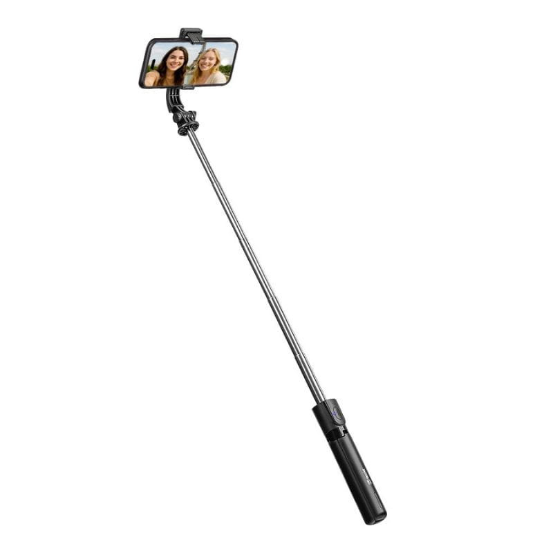 OBAL:ME SelfiePod Glow Gimbal Tripod con luz LED y mando a distancia, palo telescópico con soporte para smartphone y empuñadura ergonómica negra