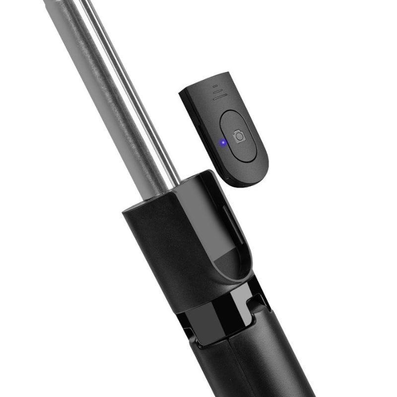 OBAL:ME SelfiePod Glow Gimbal Tripod con luz LED y mando remoto; barra extensible metálica y control inalámbrico con indicador LED azul