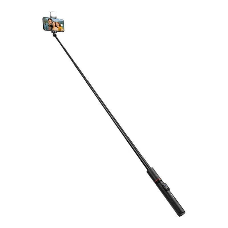 OBAL:ME SelfiePod High Glow Gimbal Tripod con palo extensible largo, soporte para smartphone, luz LED superior de alto brillo y mando Bluetooth desmontable