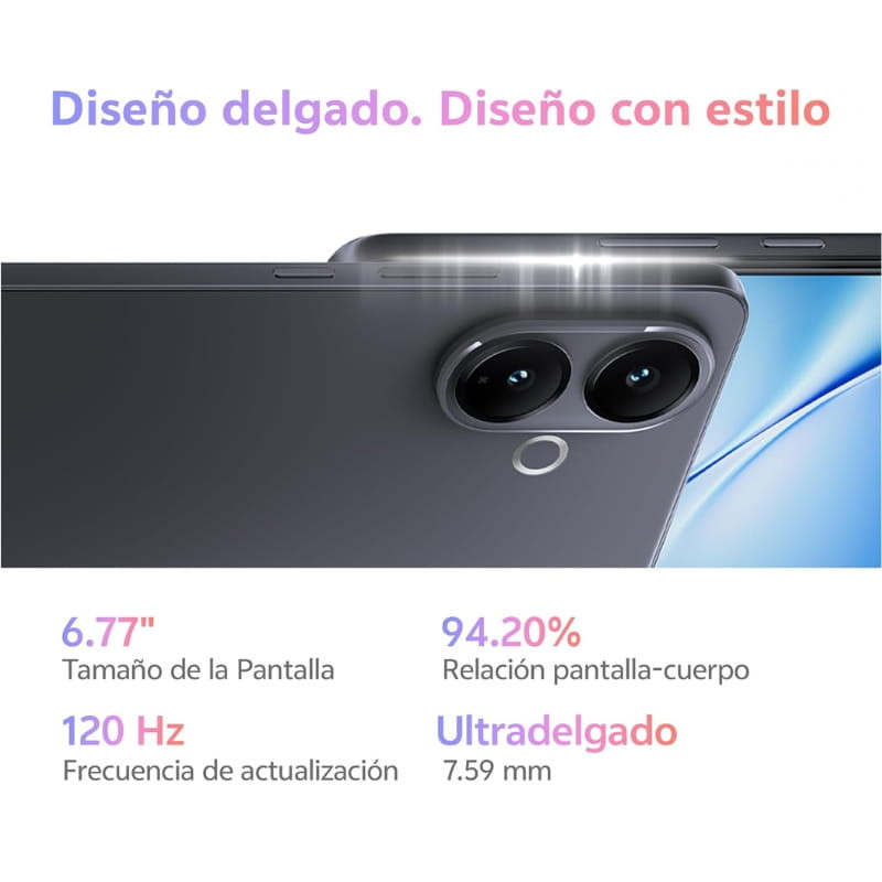Vivo V60 Lite 5G 12GB/512GB Rosa com tela 6,77 pol, taxa 120 Hz, bordas finas, 94,2% de tela e design ultrafino de 7,59 mm com câmera dupla traseira