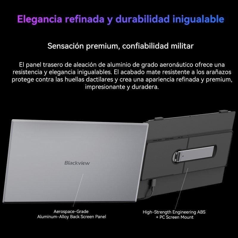 Blackview SCM6 14 FHD IPS con panel trasero de aluminio aeronáutico, soporte robusto y acabado resistente a arañazos y huellas, estilo premium y duradero