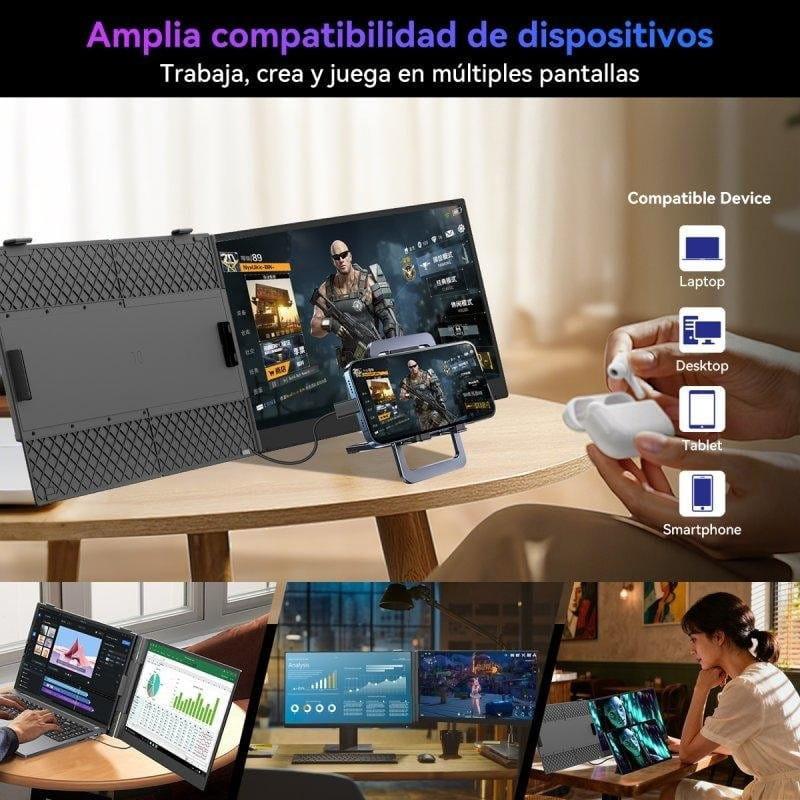 Blackview SCM6 14 pulgadas FHD IPS, monitor portátil ultrafino con soporte plegable, biseles delgados y puertos para laptop, desktop, tablet y smartphone