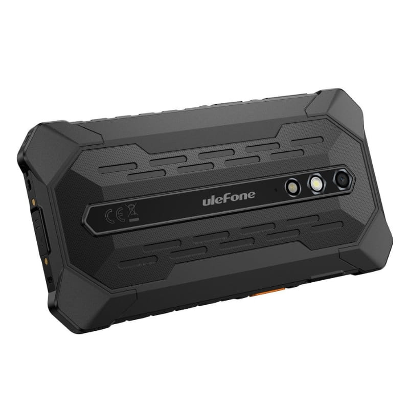 Ulefone RugKing 2 Pro 4Go/128Go Noir, dos robuste en caoutchouc texturé, double appareil photo aligné, bords renforcés, vis apparentes, design antichoc noir