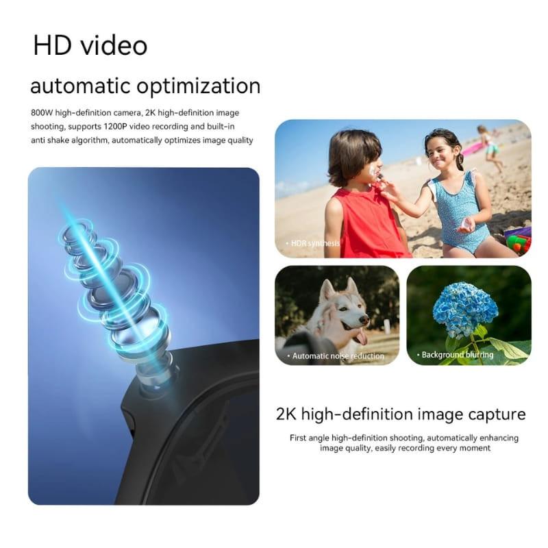 Blackview BV100 Negro - Gafas inteligentes con cámara 2K de 800W, grabación 1200P, HDR, reducción de ruido, desenfoque de fondo y optimización automática