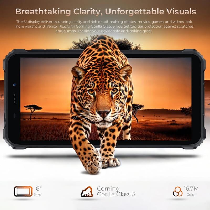 Oukitel G3 4Go/256Go Noir avec écran 6 pouces bord fin, verre Corning Gorilla Glass 5, couleurs 16,7M et design robuste noir élégant